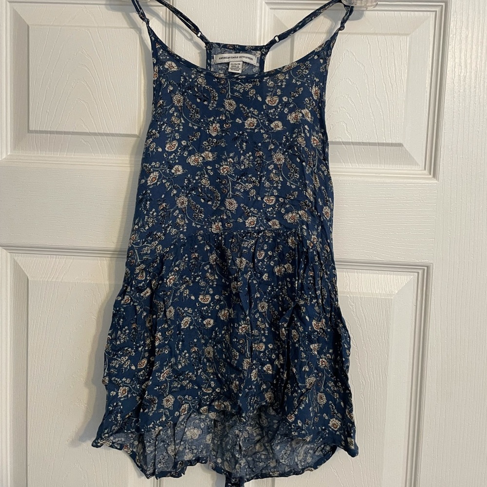 Blue flower tank top